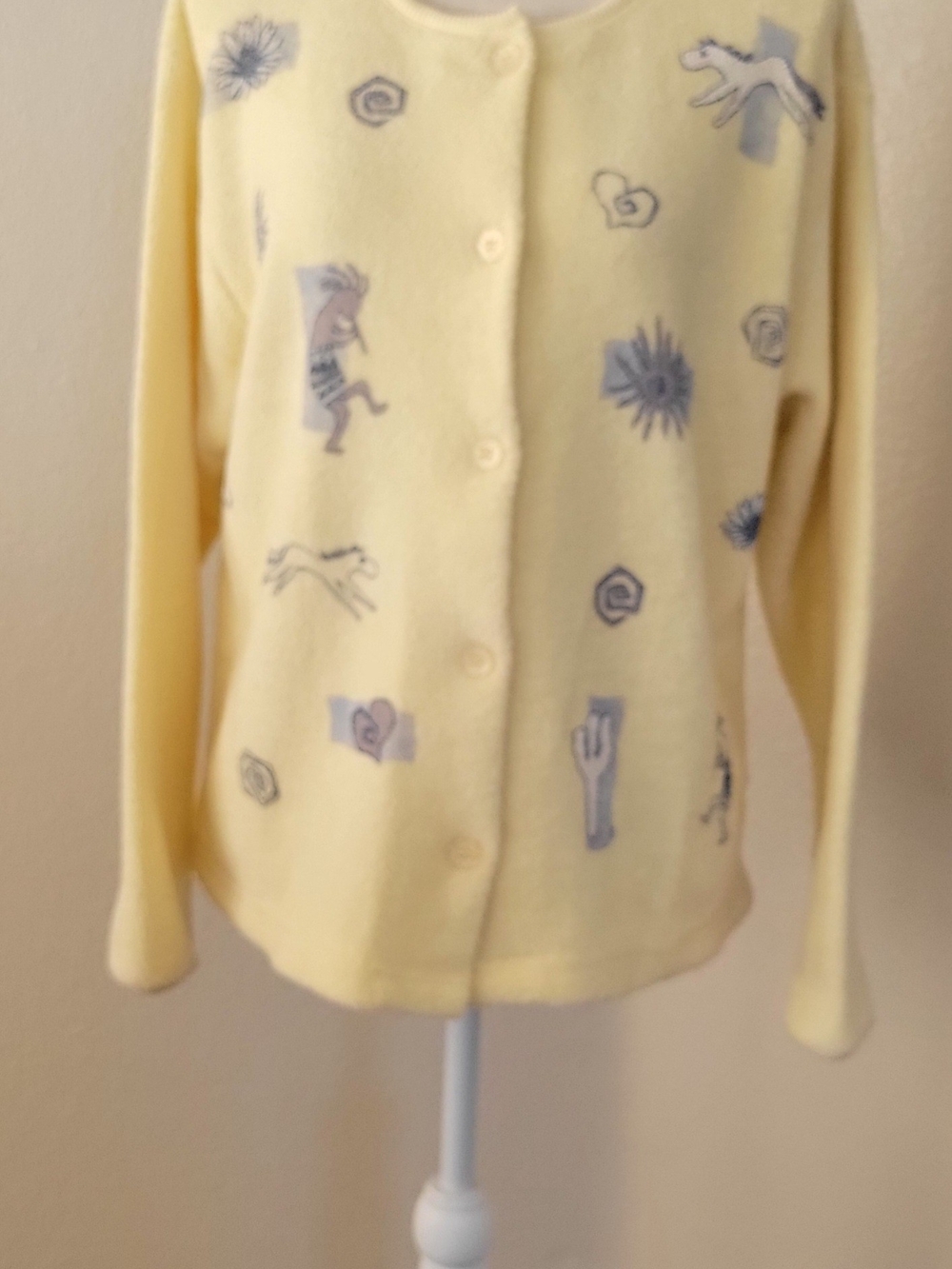 Vtg 90s Fred Harvey Trading Co Fleece Jacket Womens L Southwestern Pockets Yello